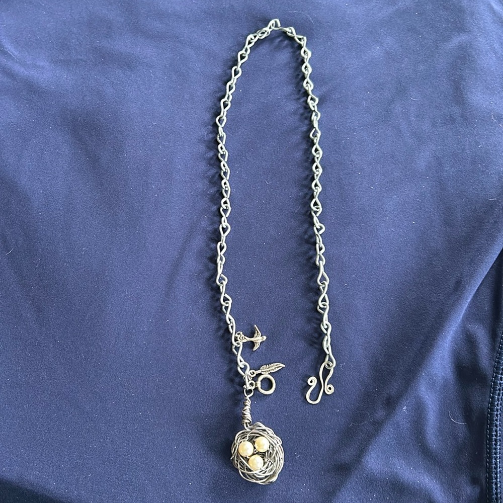 Long necklace with bird nest!